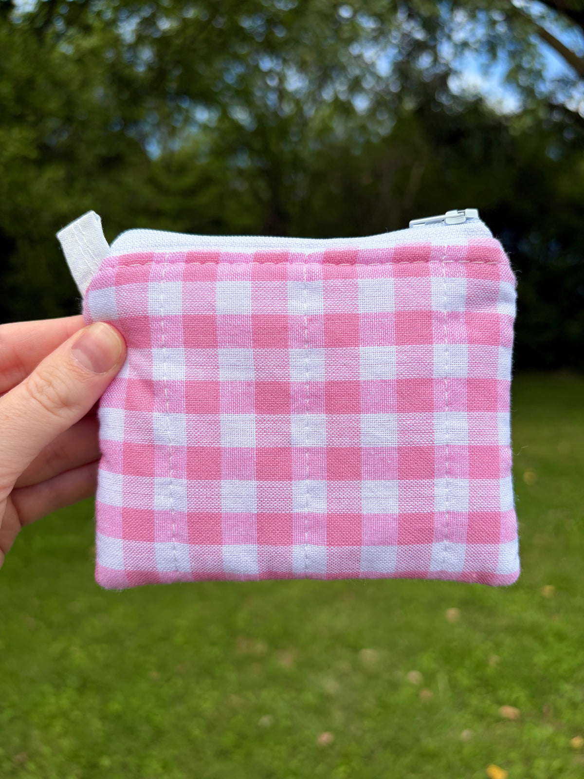 Pink Gingham Keychain Wallet