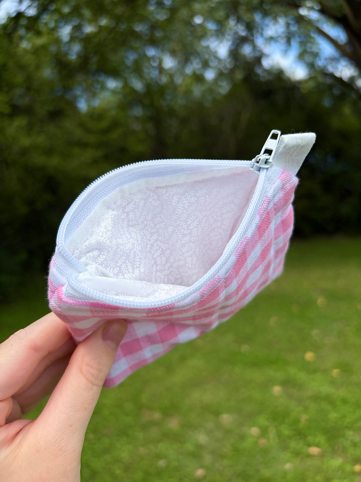 Pink Gingham Keychain Wallet