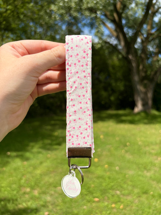 Tiny Pink Hearts Premium Keychain Wristlet