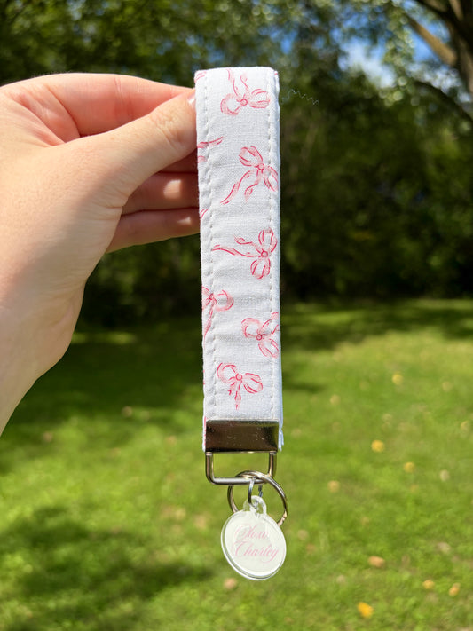 Mini Pink Bows Premium Keychain Wristlet