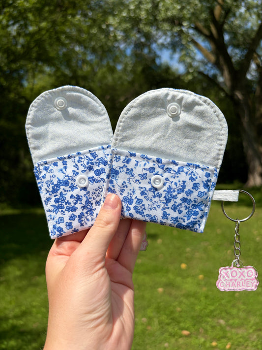 Royal Blue Floral Earbuds Case