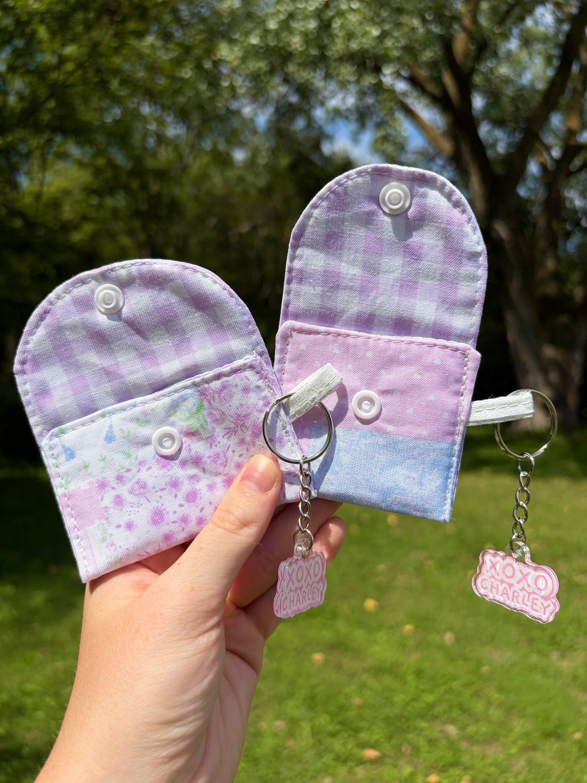 Pink Patchwork Earbuds Case