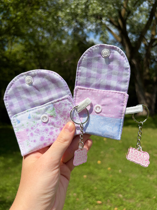 Pink Patchwork Earbuds Case