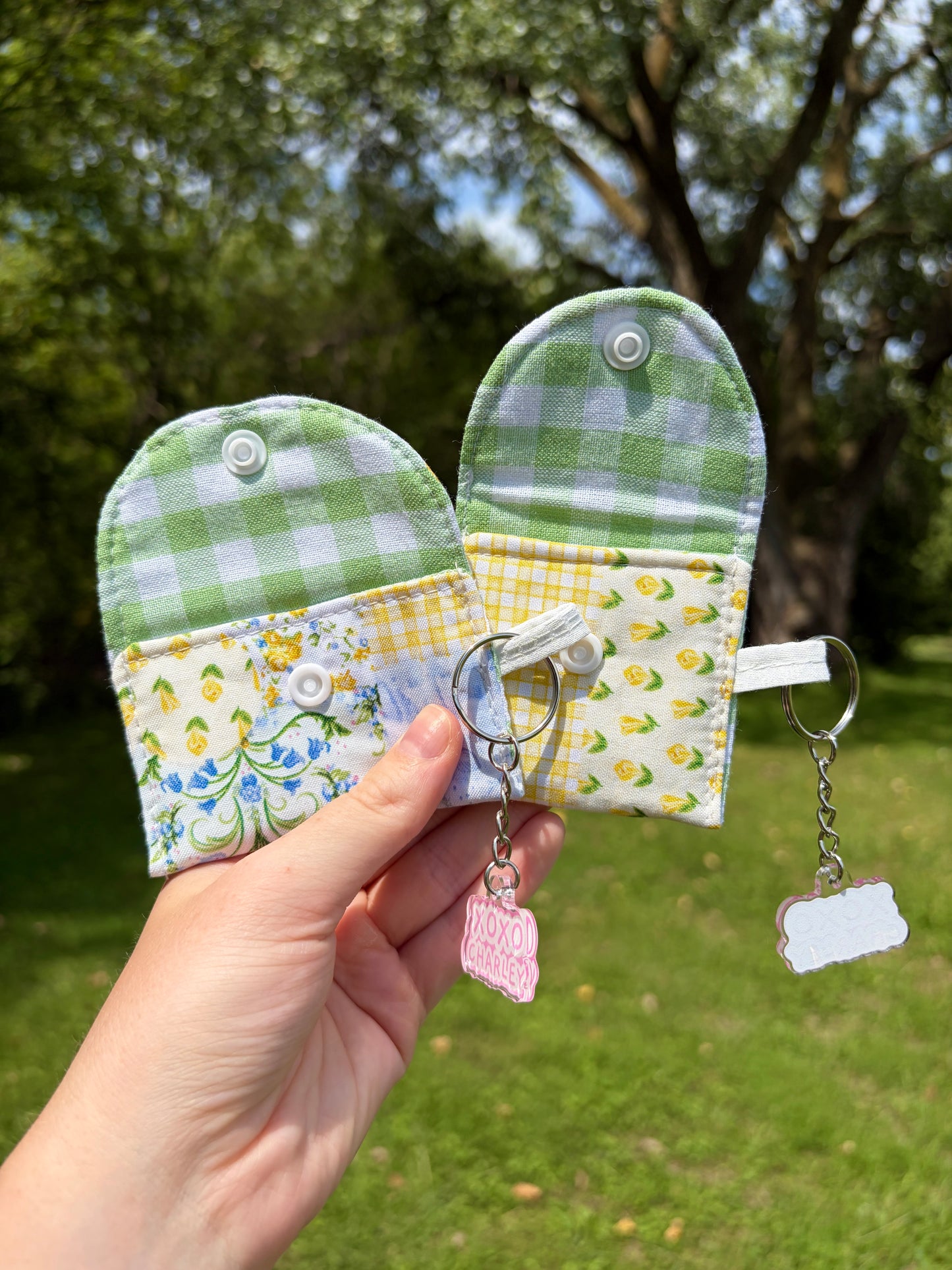 Green Patchwork Earbuds Case