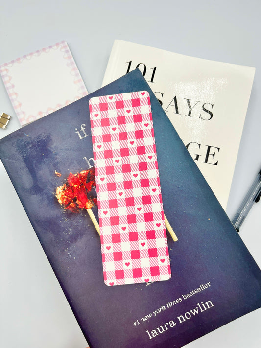 Gingham Heart Bookmark