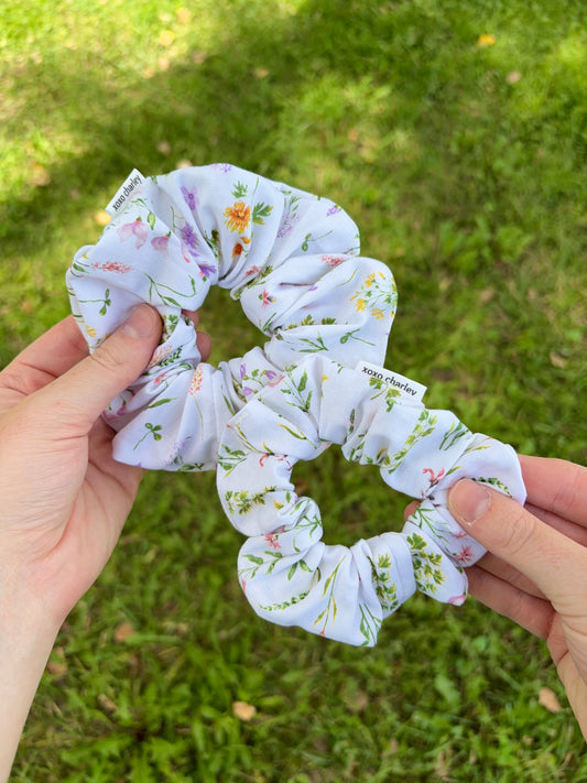 Purple Wildflower Cotton Scrunchie