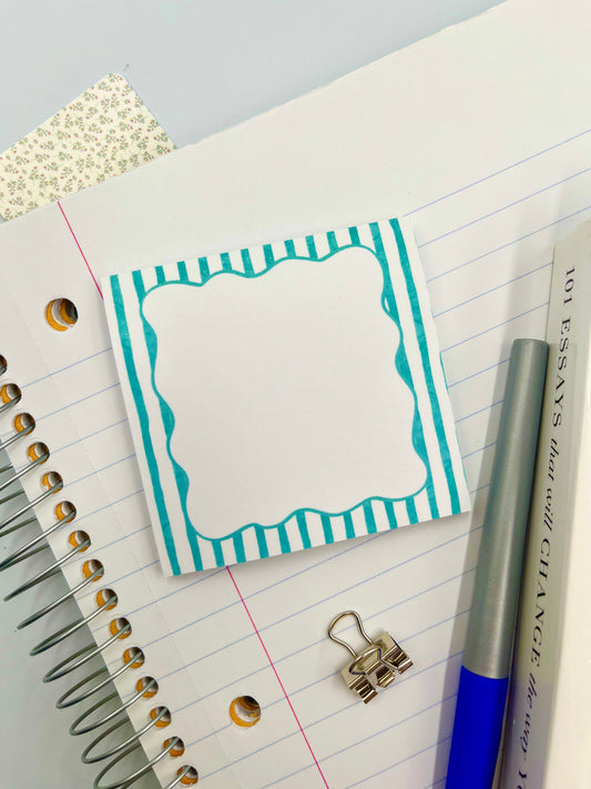 Teal Striped Sticky Notes