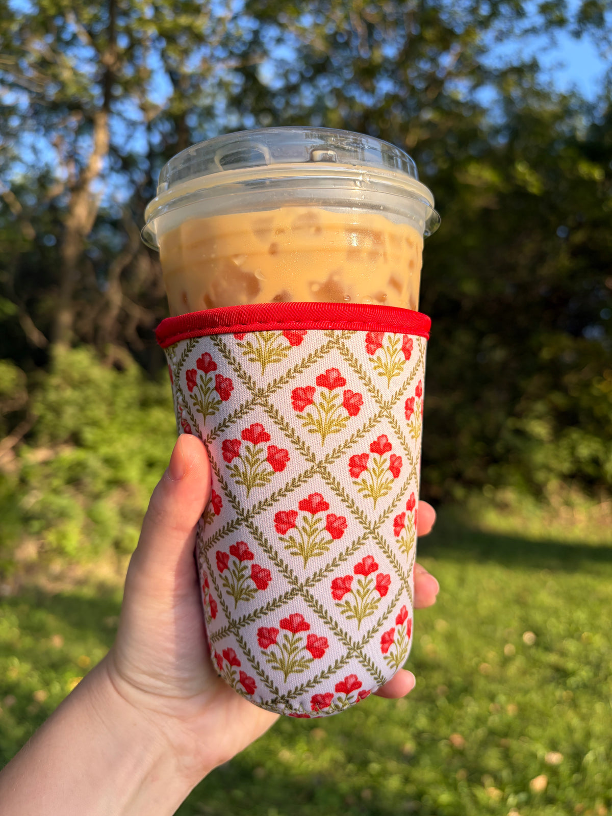 Medium Red Floral Cup Sleeve *limited-edition*
