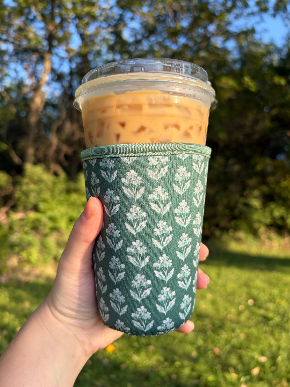 Medium Green Floral Cup Sleeve *limited-edition*