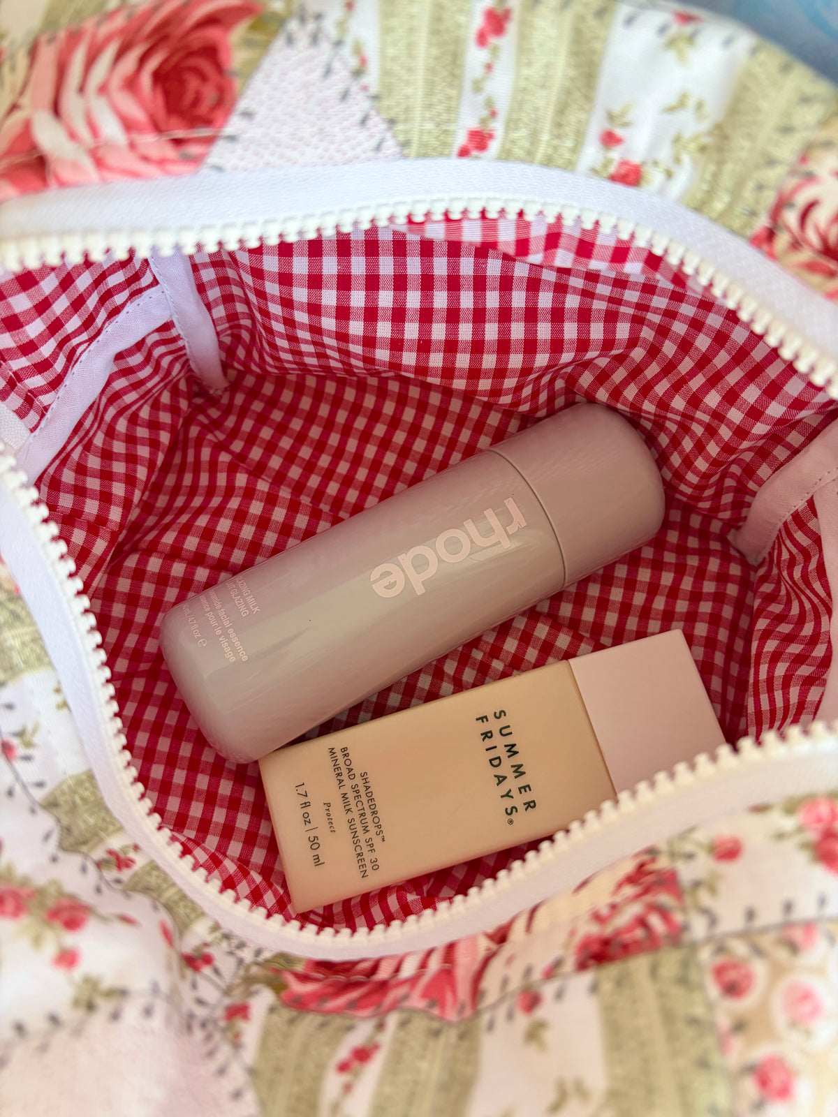 Rosette Makeup Bag - Red Gingham