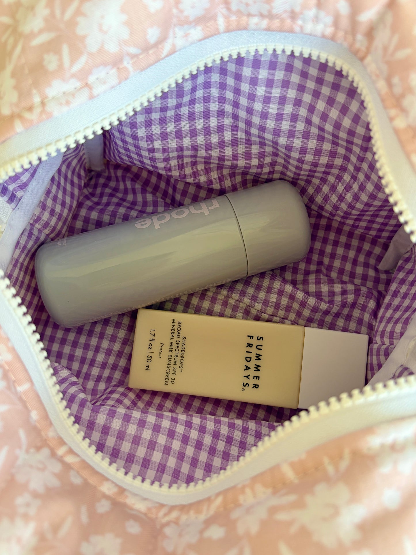 Floral Ballerina Makeup Bag - Purple Gingham