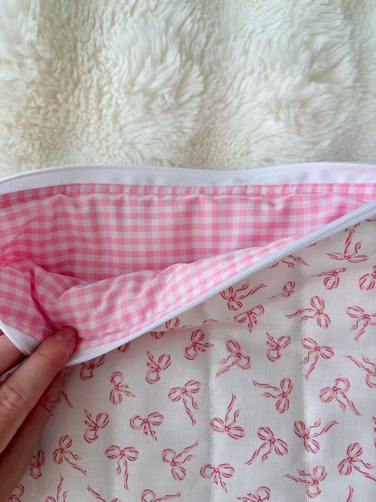 Mini Pink Bows Laptop & Tablet Sleeve - Pink Gingham