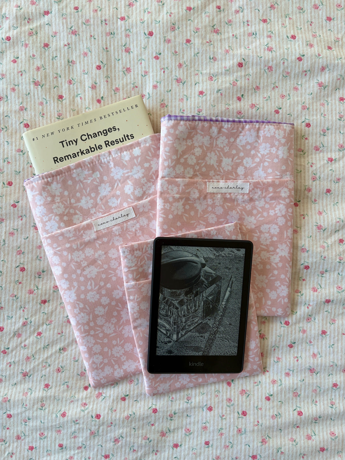 Floral Ballerina E-Reader/Book Sleeve - Purple Gingham