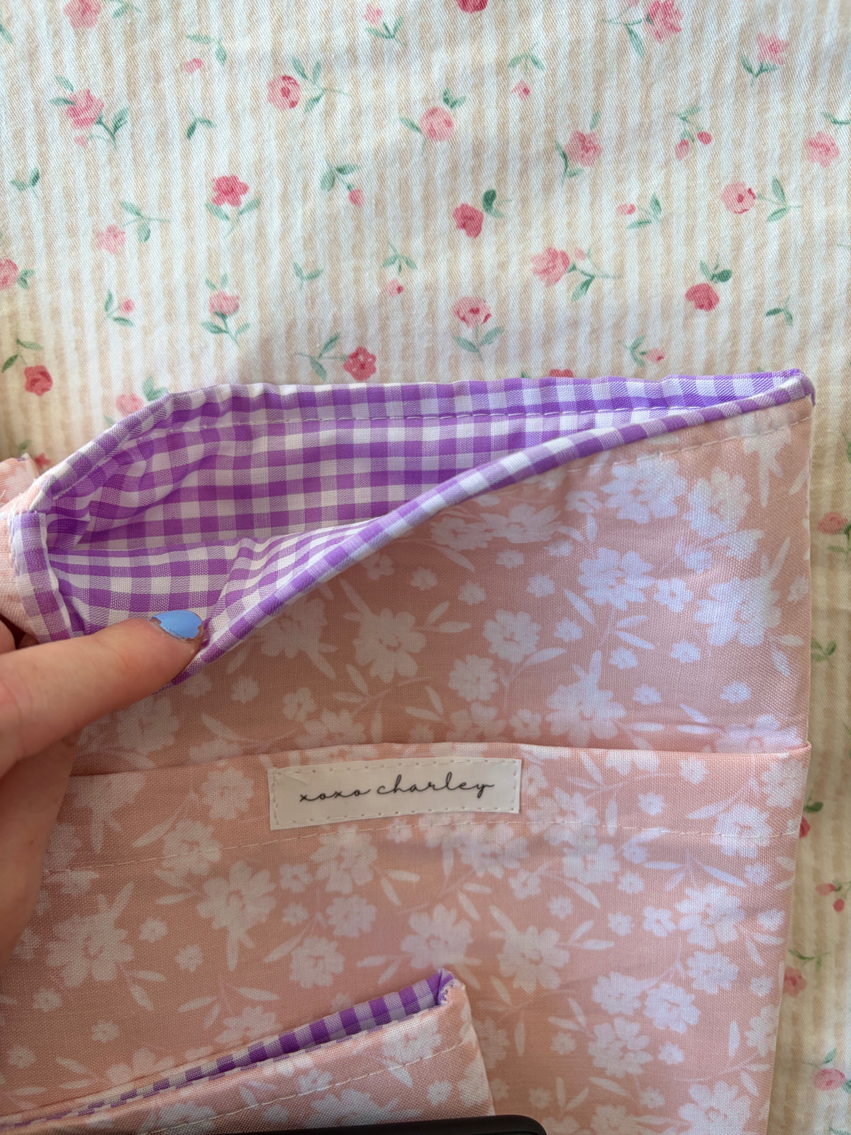 Floral Ballerina E-Reader/Book Sleeve - Purple Gingham
