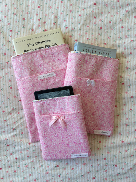 Pink Hawaiian E-Reader/Book Sleeve - Mini Colorful Flowers