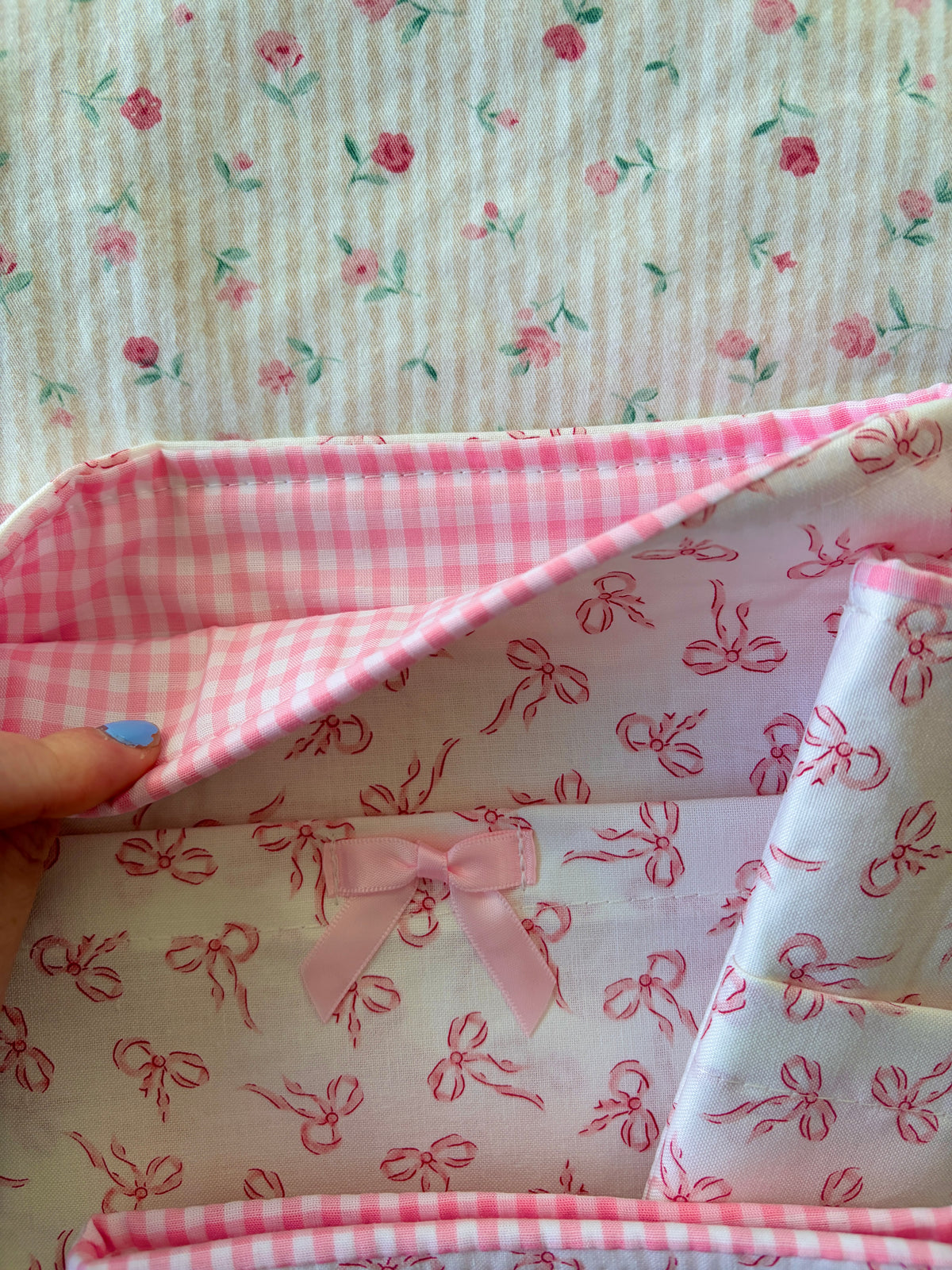 Mini Pink Bows E-Reader/Book Sleeve - Pink Gingham