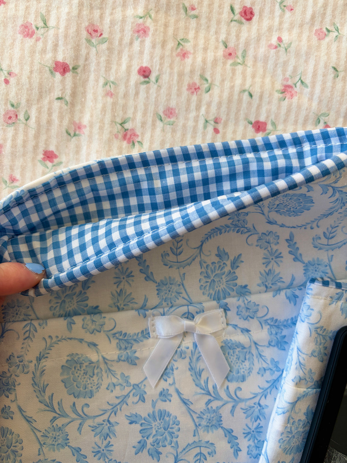 Vintage Blue E-Reader/Book Sleeve - Blue Gingham