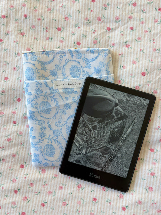 Vintage Blue E-Reader/Book Sleeve - Mini Colorful Flowers