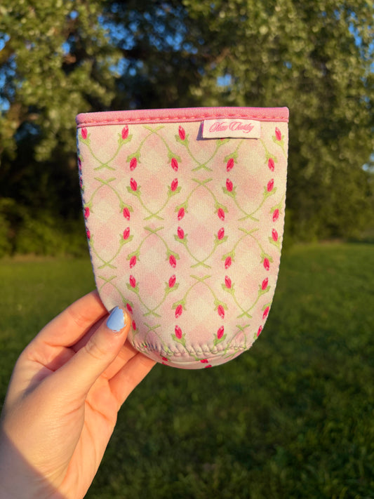 Medium Pink Tulip Striped Cup Sleeve