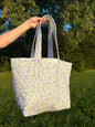 Purple Floral Large Tote Bag