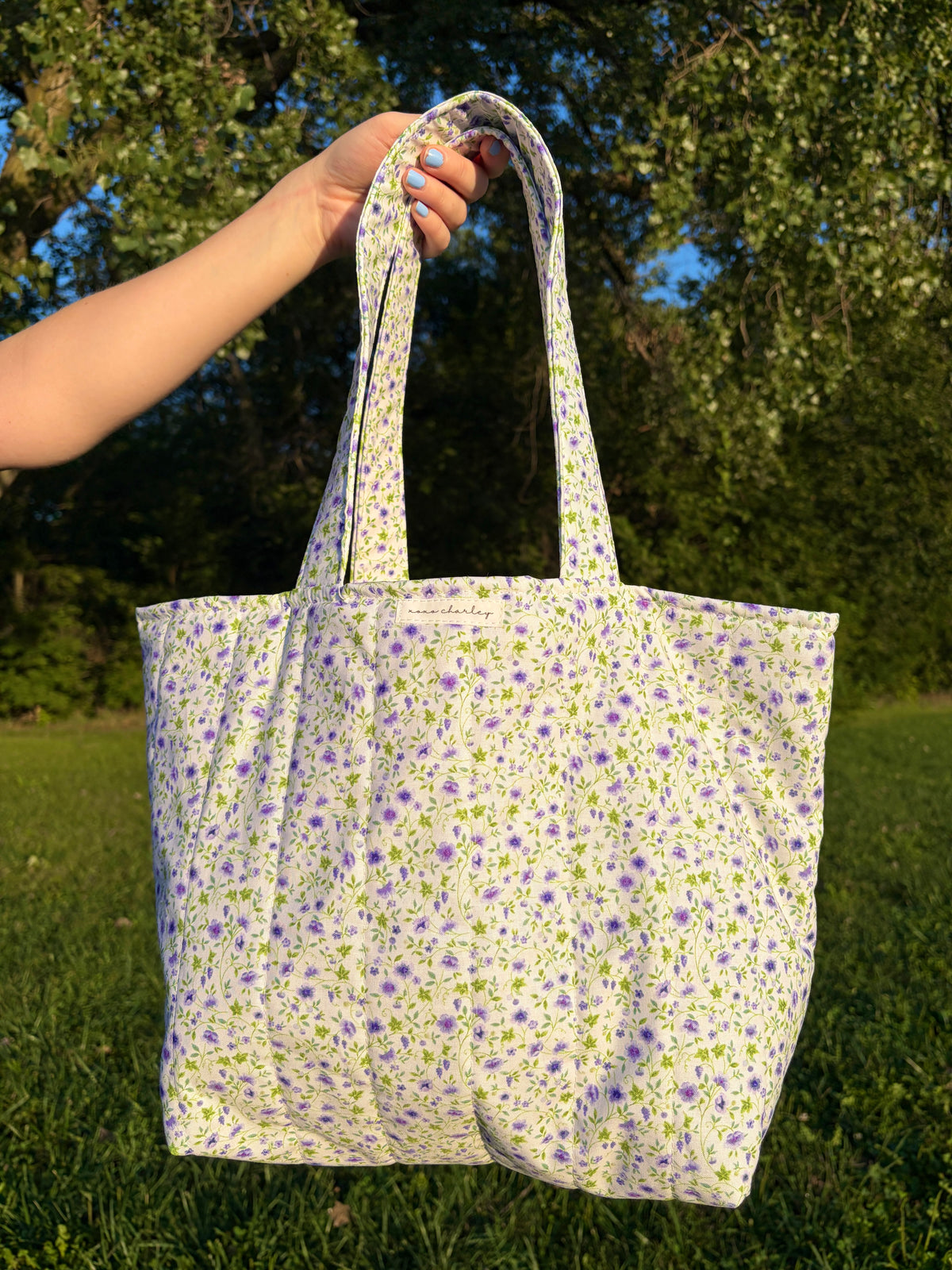 Purple Floral Large Tote Bag