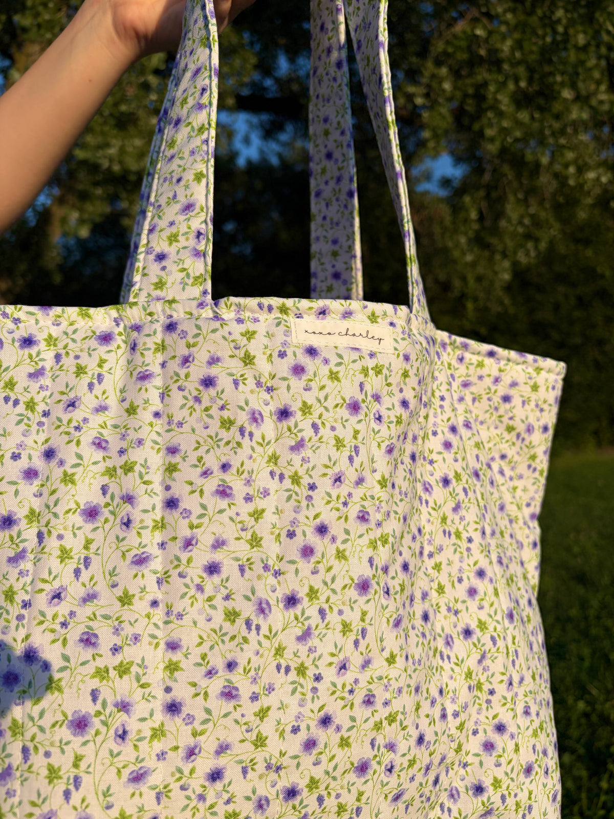 Purple Floral Large Tote Bag