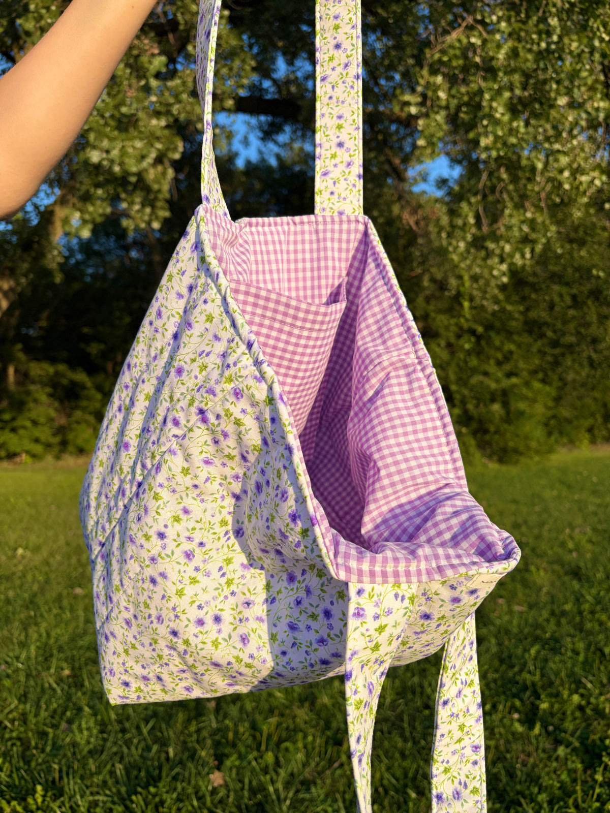 Purple Floral Large Tote Bag