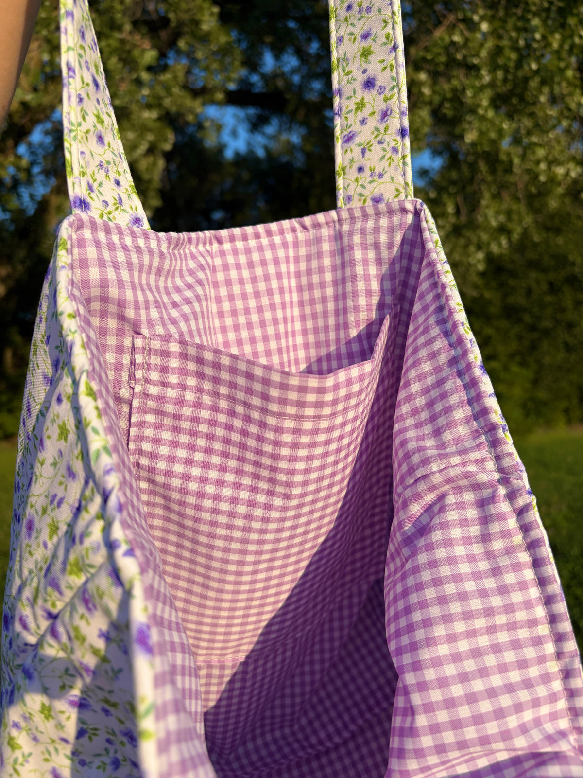 Purple Floral Large Tote Bag
