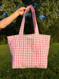 Pink Gingham Large Tote Bag