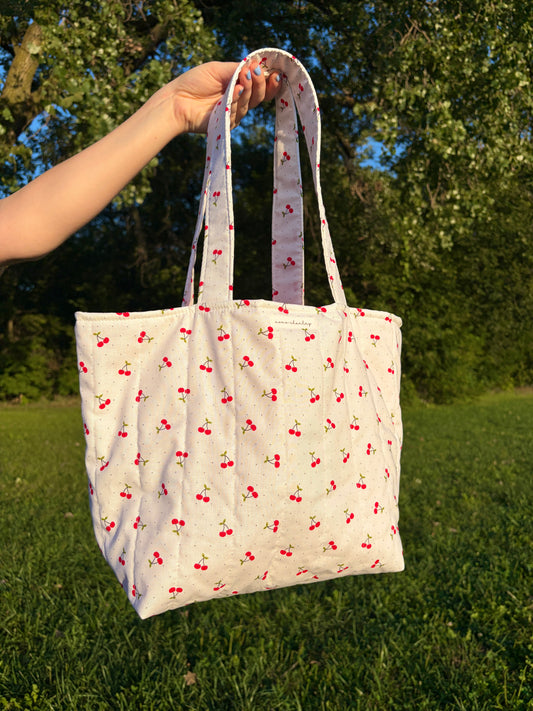 Cherry Red Large Tote Bag