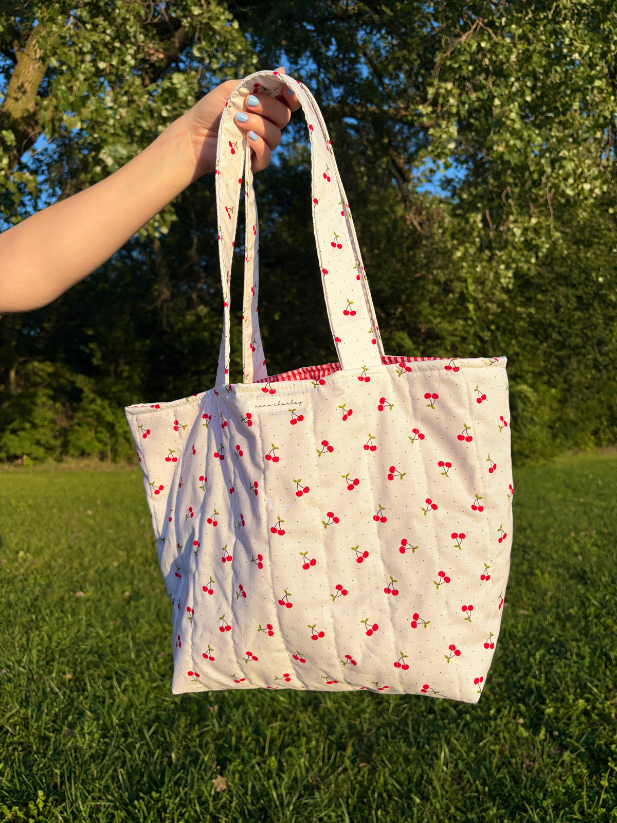 Cherry Red Large Tote Bag