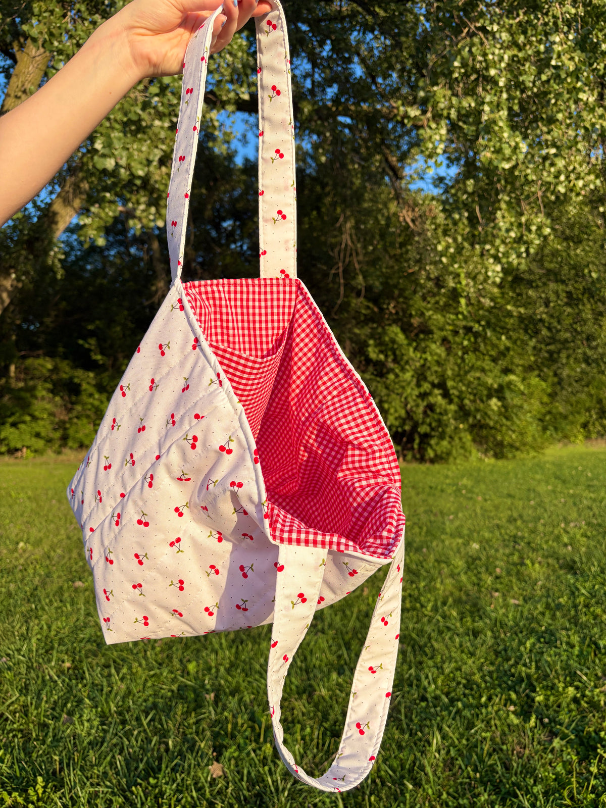 Cherry Red Large Tote Bag