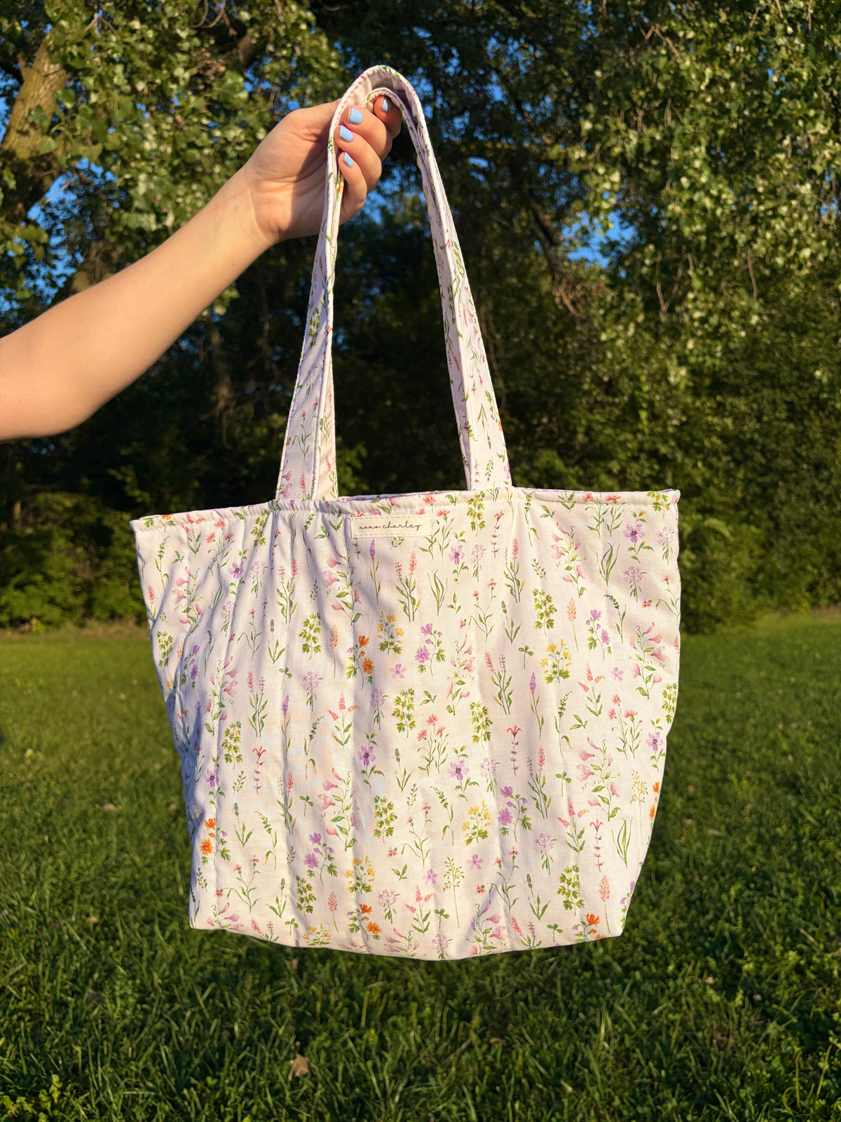 Purple Wildflower Large Tote Bag