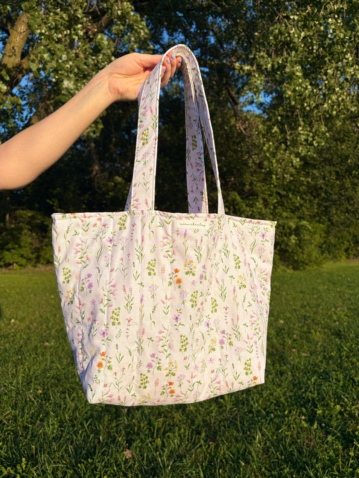 Purple Wildflower Large Tote Bag