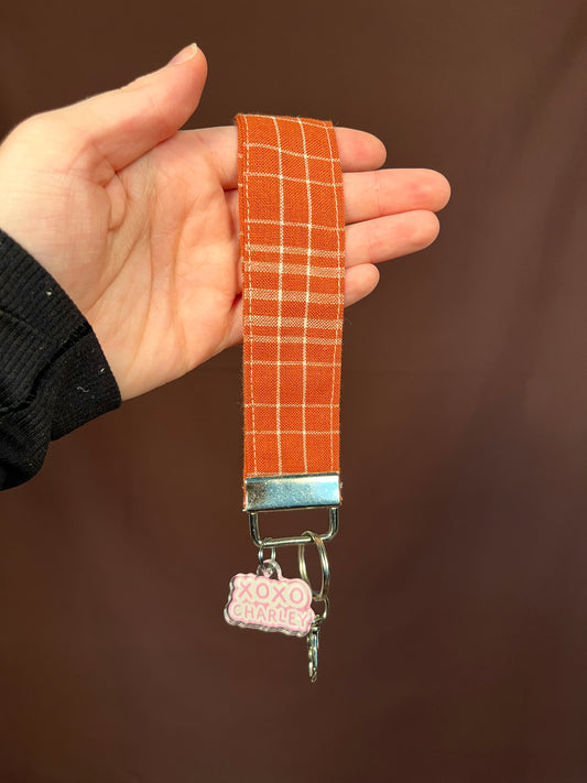The Orange Plaid Keychain Wristlet *limited-edition*