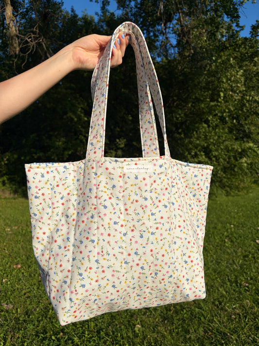Mini Colorful Flowers Large Tote Bag