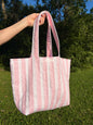 Pink & White Stripe Large Tote Bag