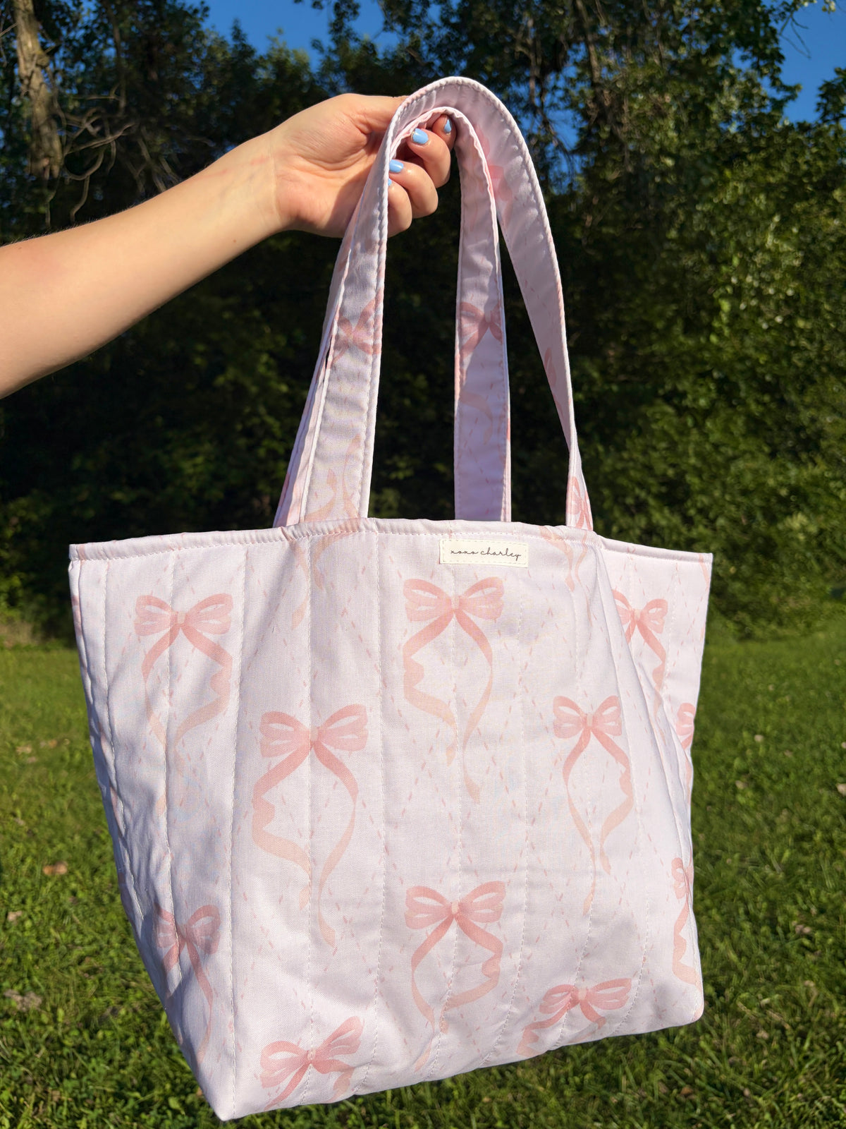 Large Pink Bow Large Tote Bag