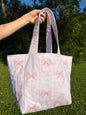 Large Pink Bow Large Tote Bag