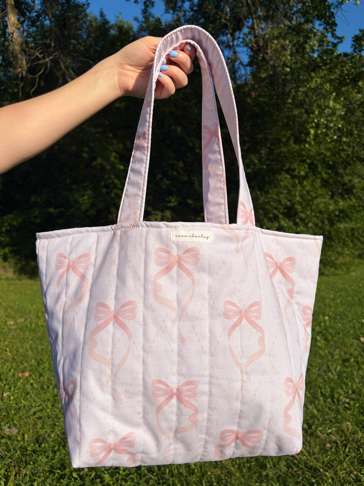 Large Pink Bow Large Tote Bag