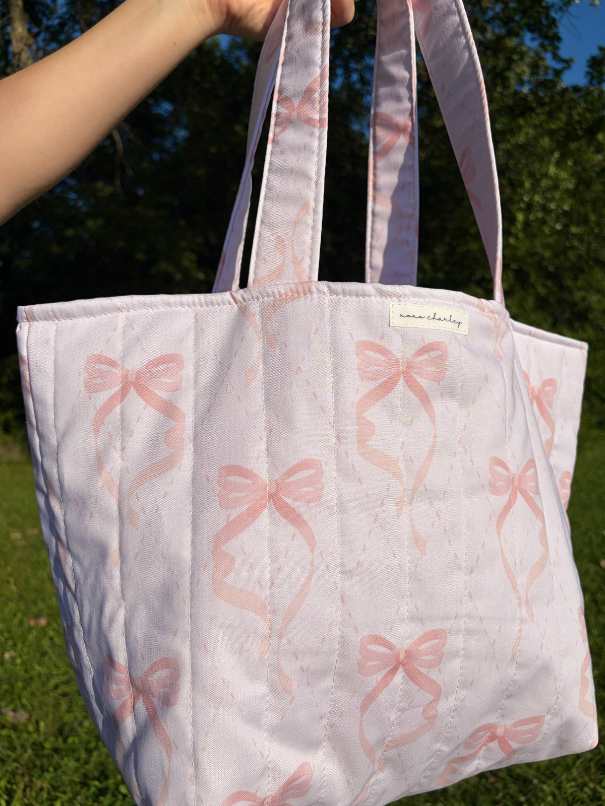 Large Pink Bow Large Tote Bag