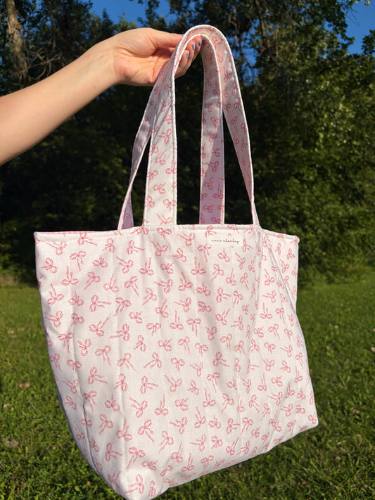 Mini Pink Bows Large Tote Bag