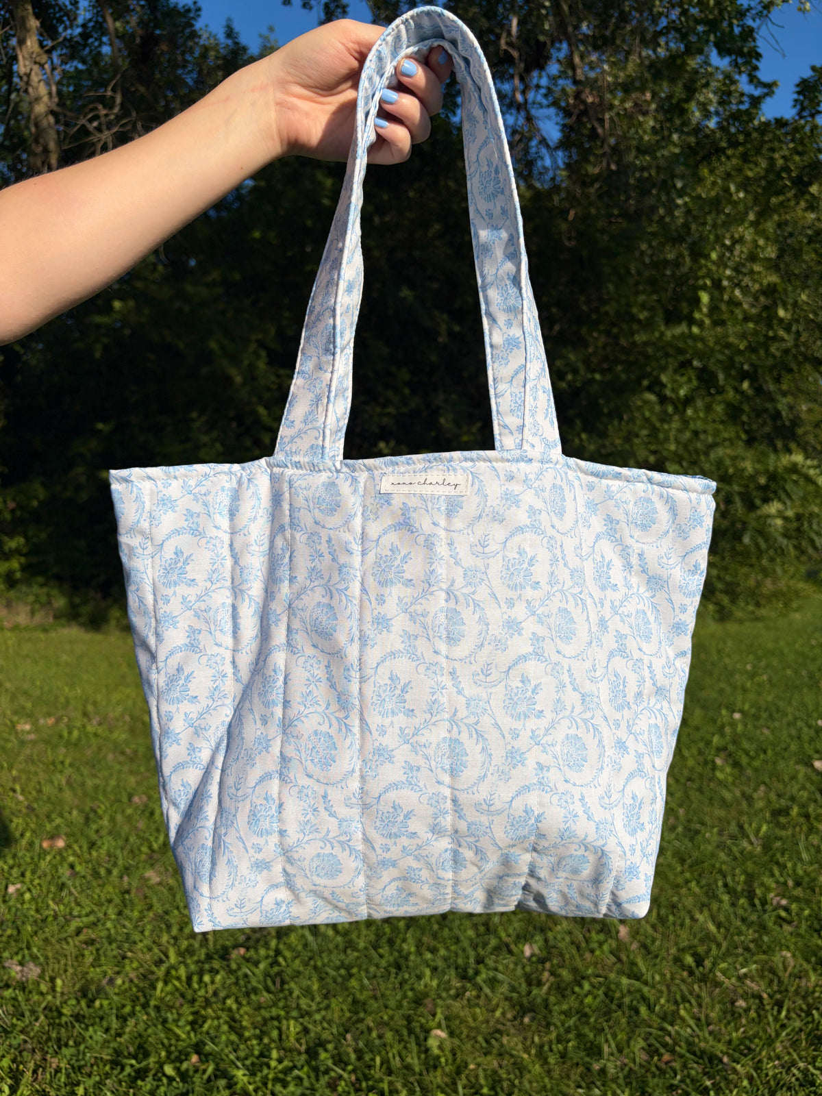 Vintage Blue Large Tote Bag