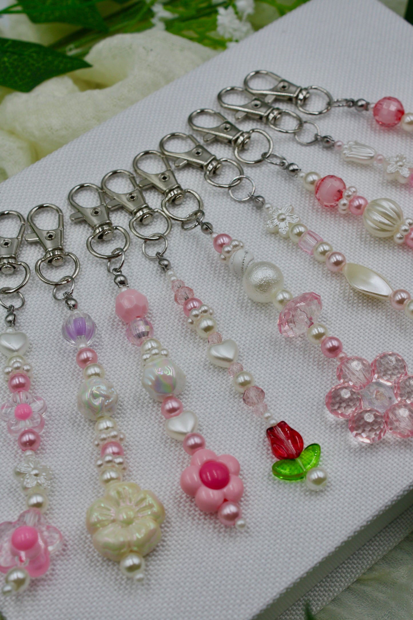 Flower Beaded Keychains #1