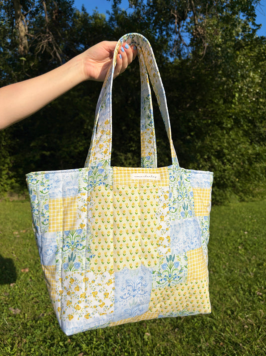 Green Patchwork Large Tote Bag