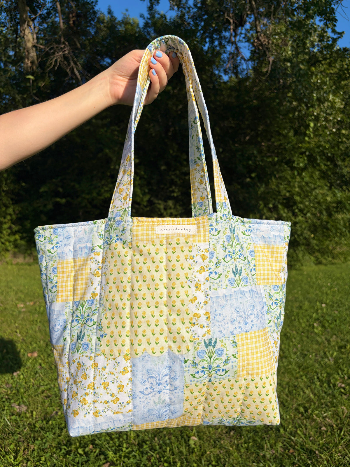 Green Patchwork Large Tote Bag