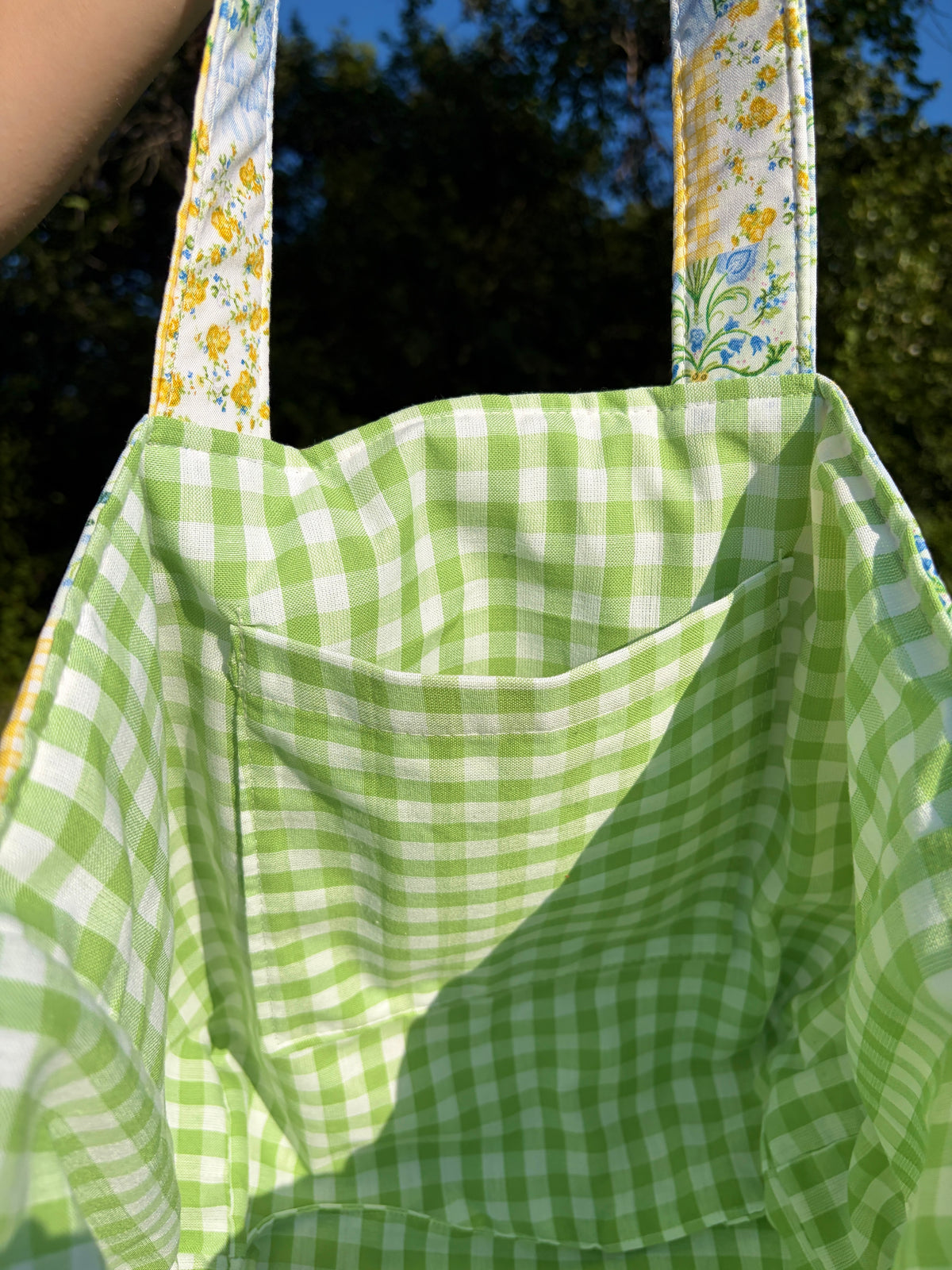 Green Patchwork Large Tote Bag