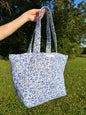 Royal Blue Floral Large Tote Bag