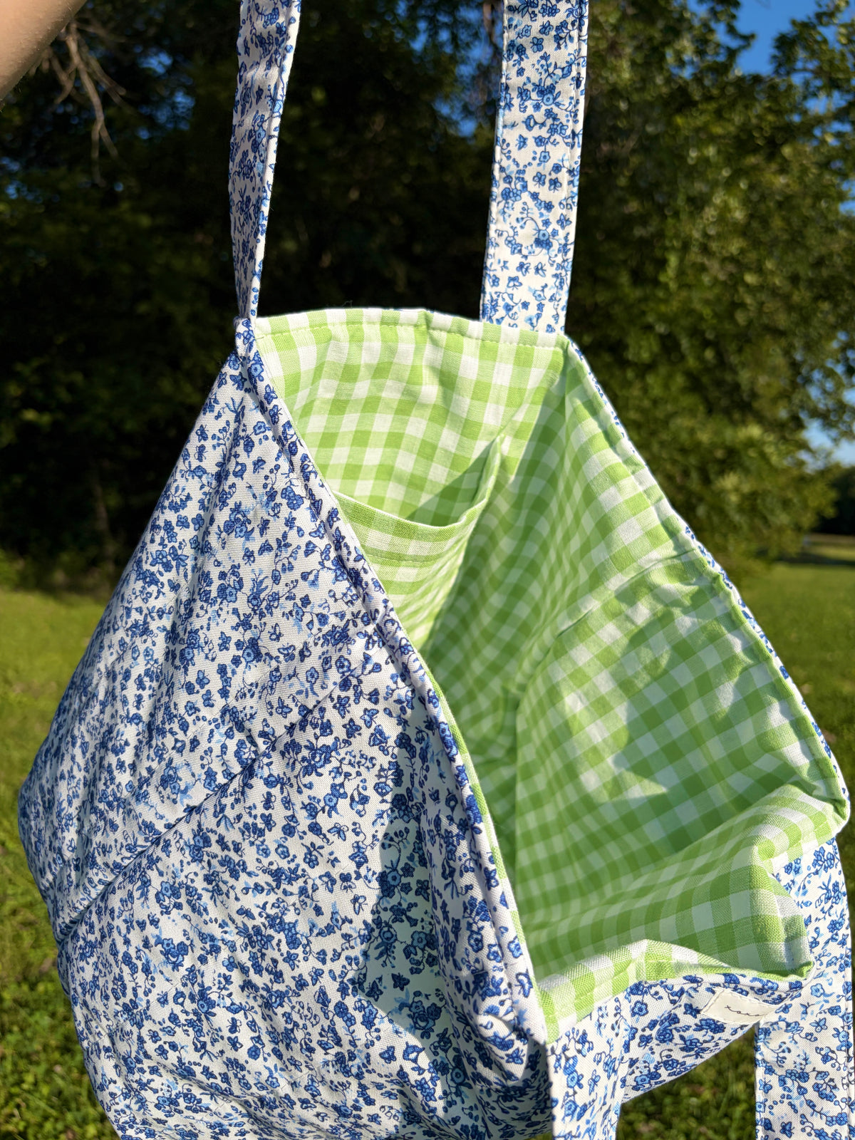 Royal Blue Floral Large Tote Bag