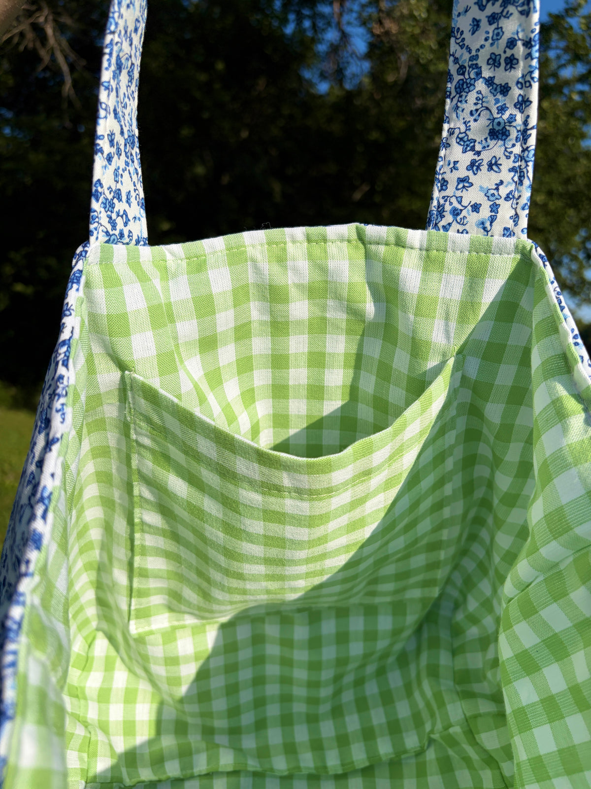 Royal Blue Floral Large Tote Bag